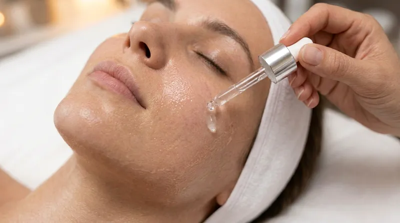 Hydration facial serum being applied to replenish dry skin