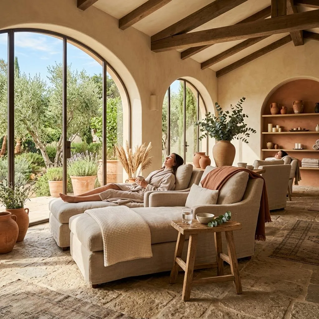 Guests relaxing in the lounge at Best Estie Day Spa in Mesa