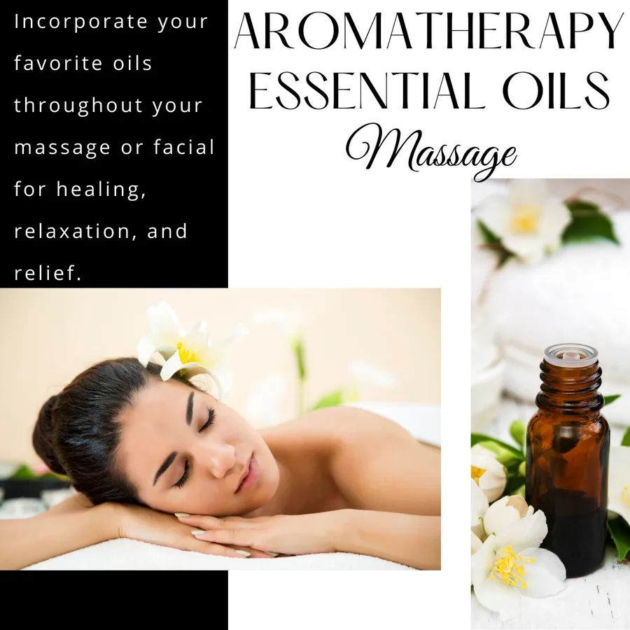 Aromatherapy essential oils available with any massage or facial