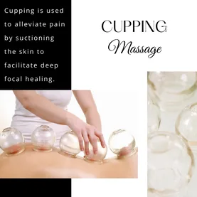 Suction cups lifting tissue on the back during a cupping massage