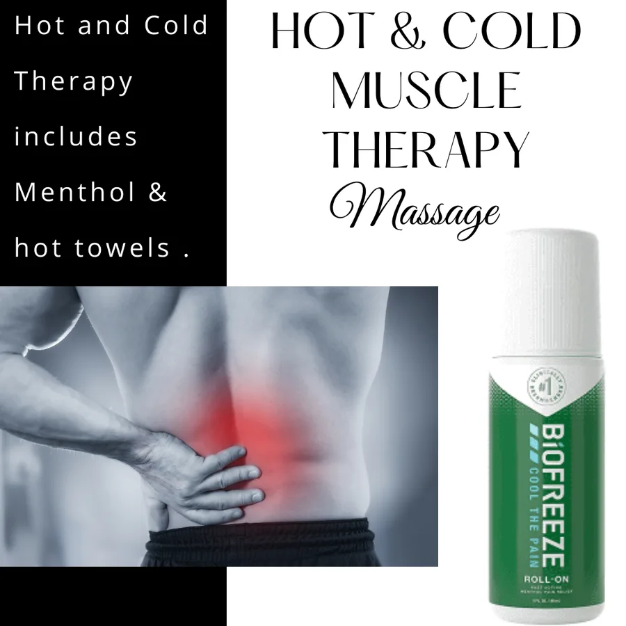 Hot towel and menthol muscle therapy applied to sore muscles