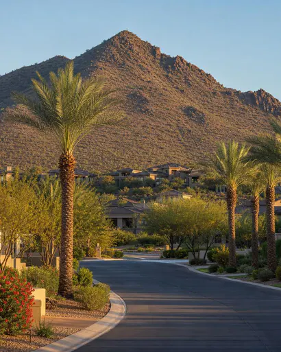 South Mountain foothills and desert neighborhood in Ahwatukee