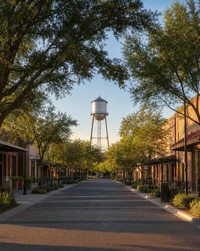 Gilbert Heritage District streetscape and historic water tower