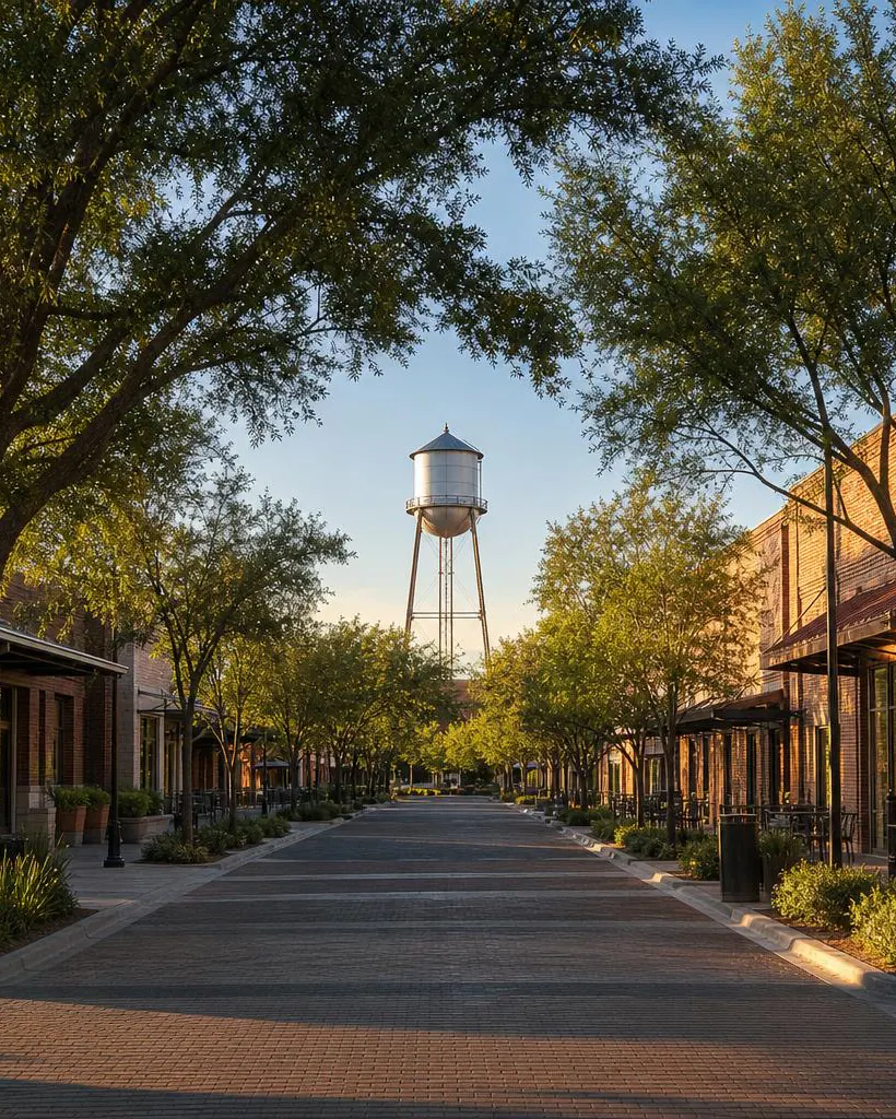 Gilbert Heritage District streetscape and historic water tower
